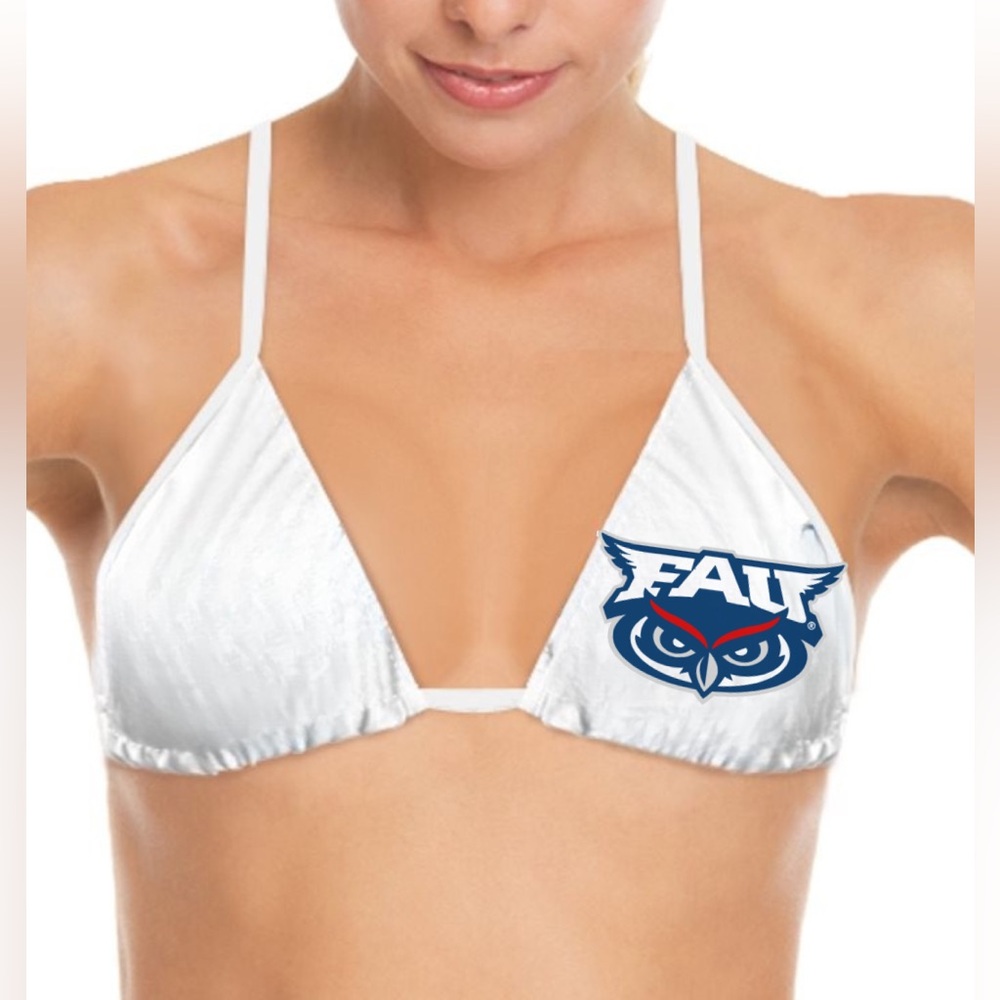 Florida Atlantic University White Triangle Bikini Top Size Small FAU College